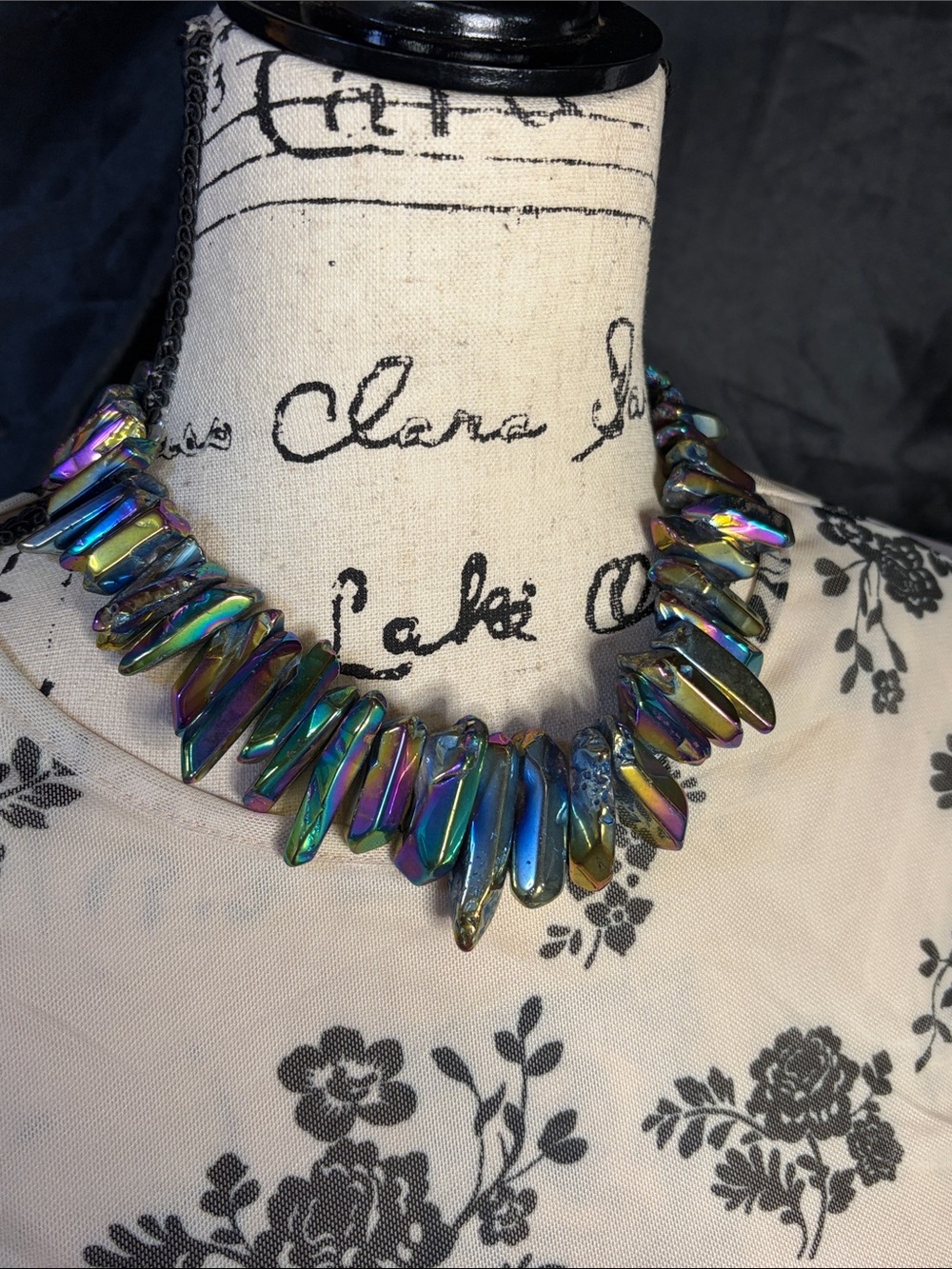 Handmade Aura Quartz Shard Statement Collar Whimsigoth Necklace Dark Romantic